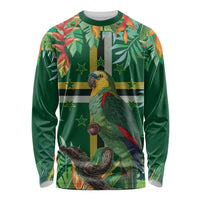 Dominica Sisserou Parrot Long Sleeve Shirt Tropical Flower Flag Style - Wonder Print Shop