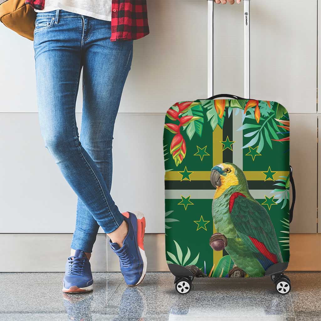 Dominica Sisserou Parrot Luggage Cover Tropical Flower Flag Style - Wonder Print Shop
