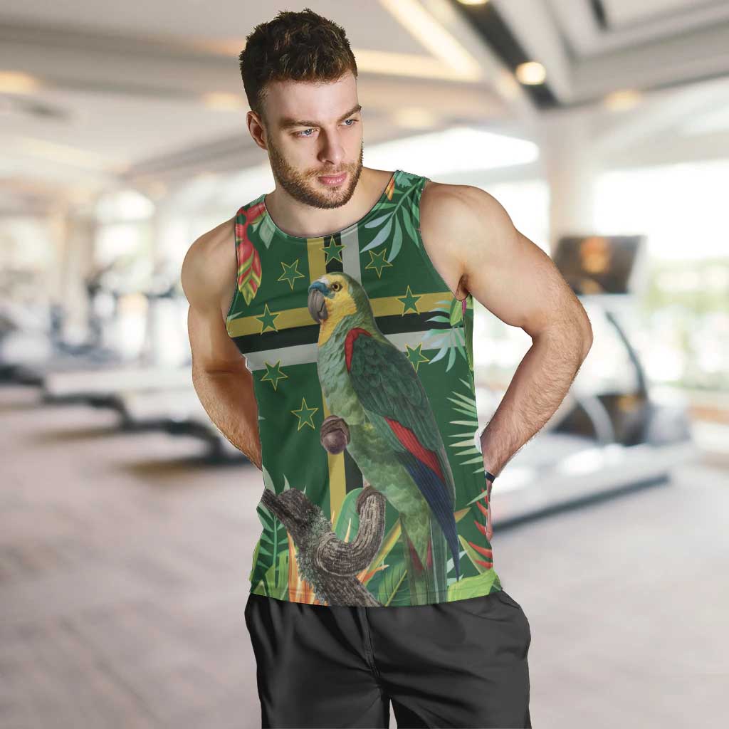 Dominica Sisserou Parrot Men Tank Top Tropical Flower Flag Style - Wonder Print Shop