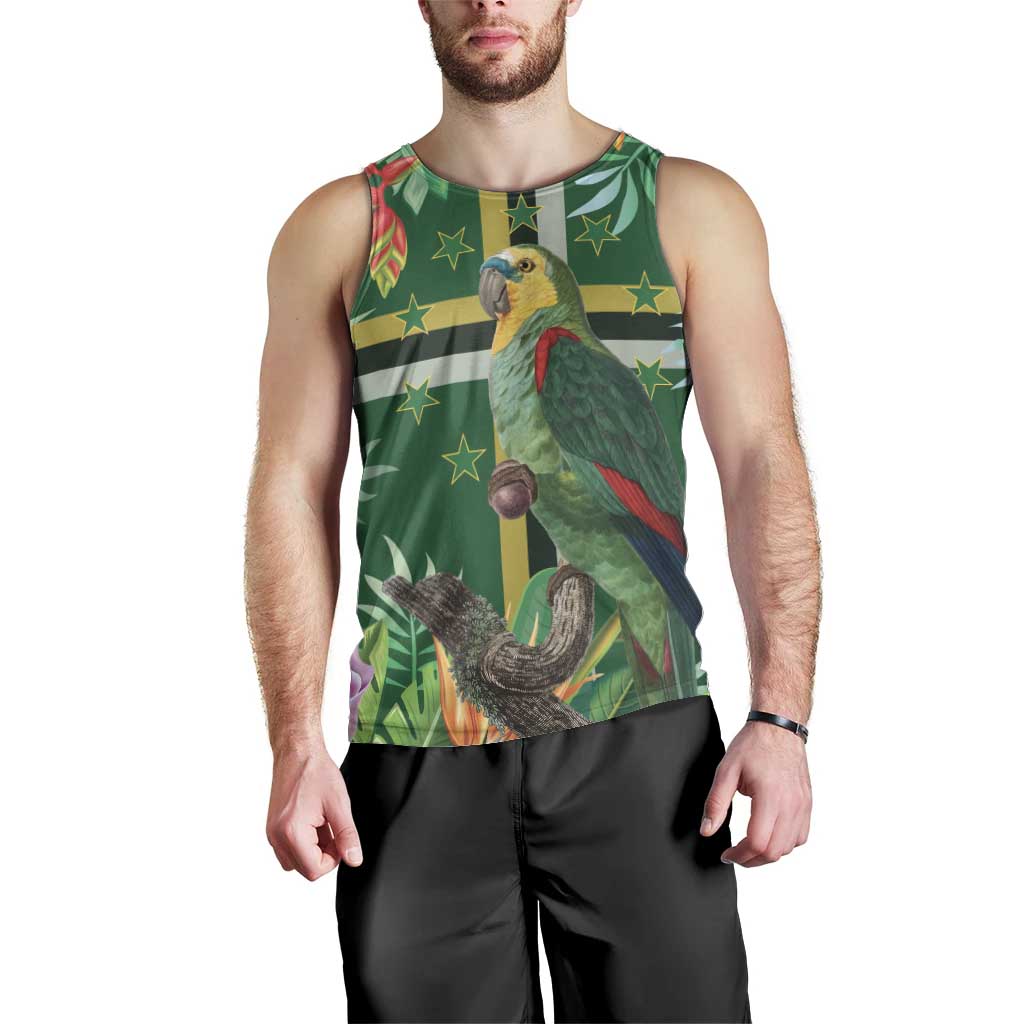 Dominica Sisserou Parrot Men Tank Top Tropical Flower Flag Style - Wonder Print Shop