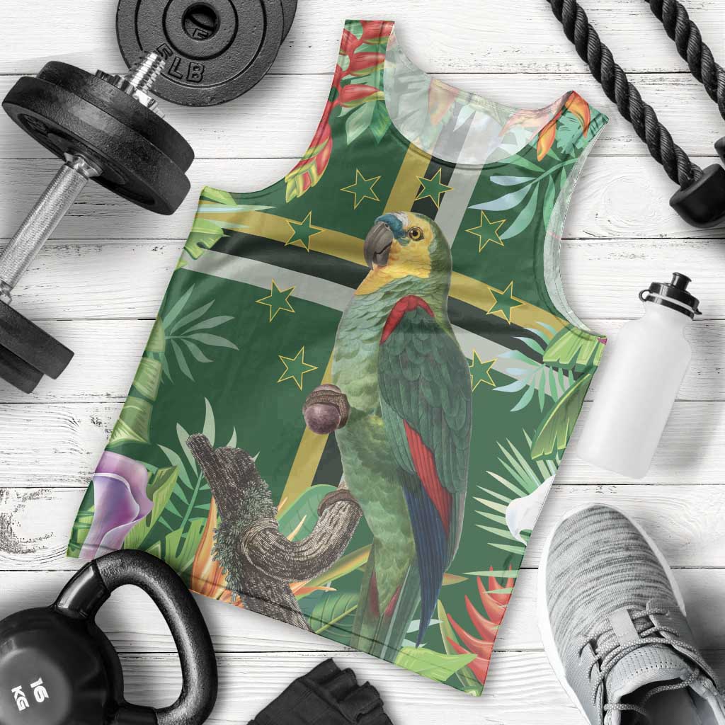 Dominica Sisserou Parrot Men Tank Top Tropical Flower Flag Style - Wonder Print Shop