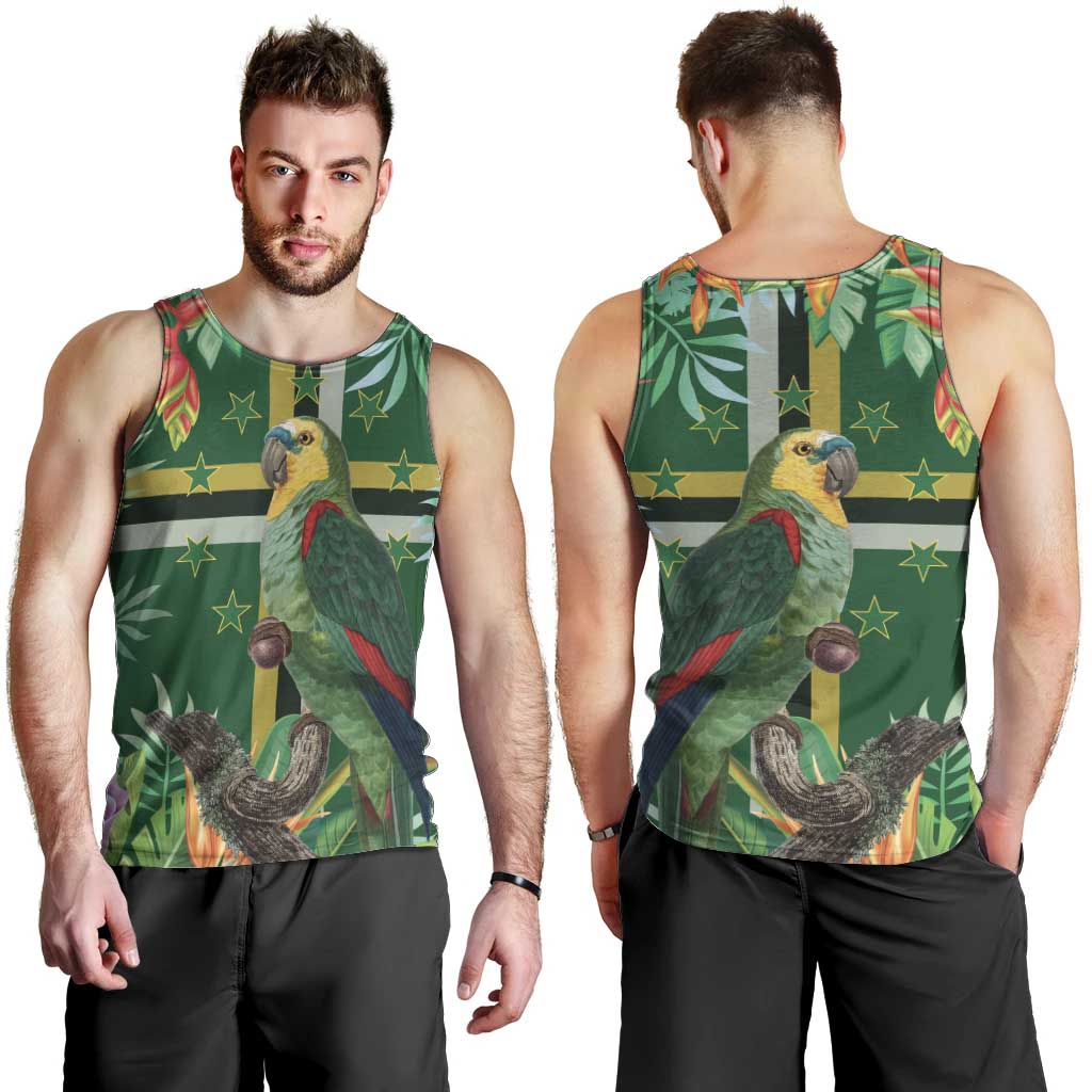Dominica Sisserou Parrot Men Tank Top Tropical Flower Flag Style - Wonder Print Shop