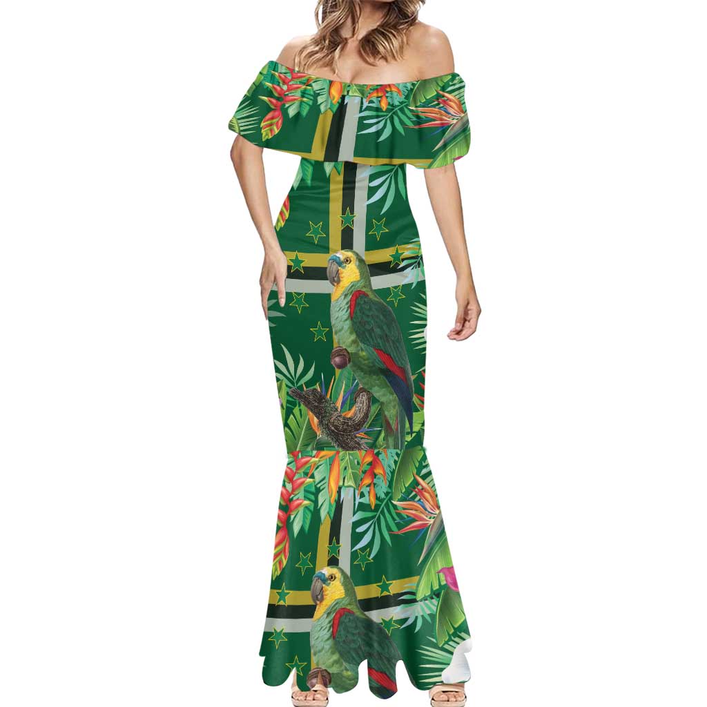 Dominica Sisserou Parrot Mermaid Dress Tropical Flower Flag Style - Wonder Print Shop