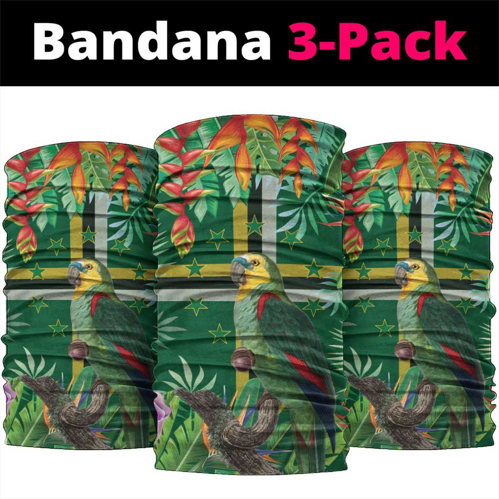 Dominica Sisserou Parrot Neck Gaiter Tropical Flower Flag Style - Wonder Print Shop