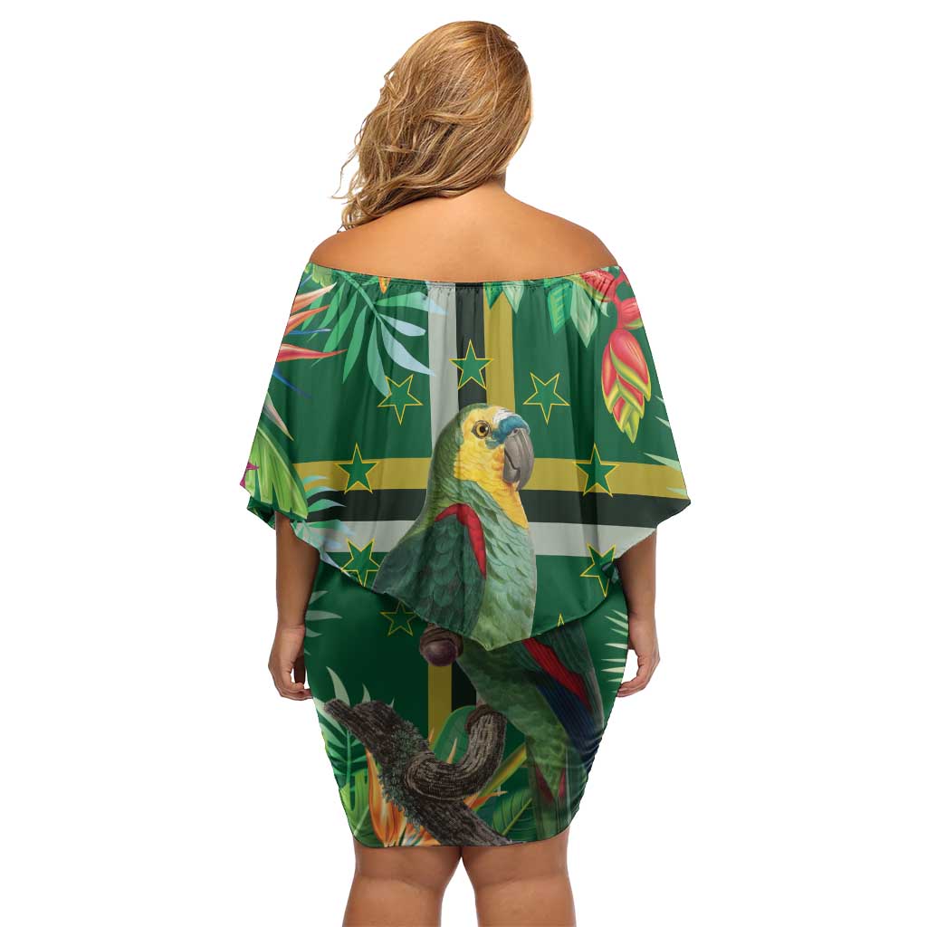 Dominica Sisserou Parrot Off Shoulder Short Dress Tropical Flower Flag Style - Wonder Print Shop