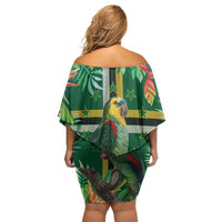 Dominica Sisserou Parrot Off Shoulder Short Dress Tropical Flower Flag Style - Wonder Print Shop