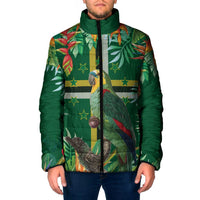 Dominica Sisserou Parrot Padded Jacket Tropical Flower Flag Style - Wonder Print Shop