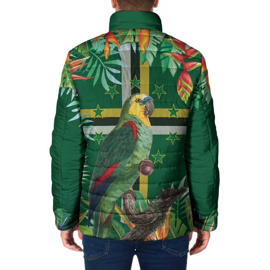 Dominica Sisserou Parrot Padded Jacket Tropical Flower Flag Style - Wonder Print Shop