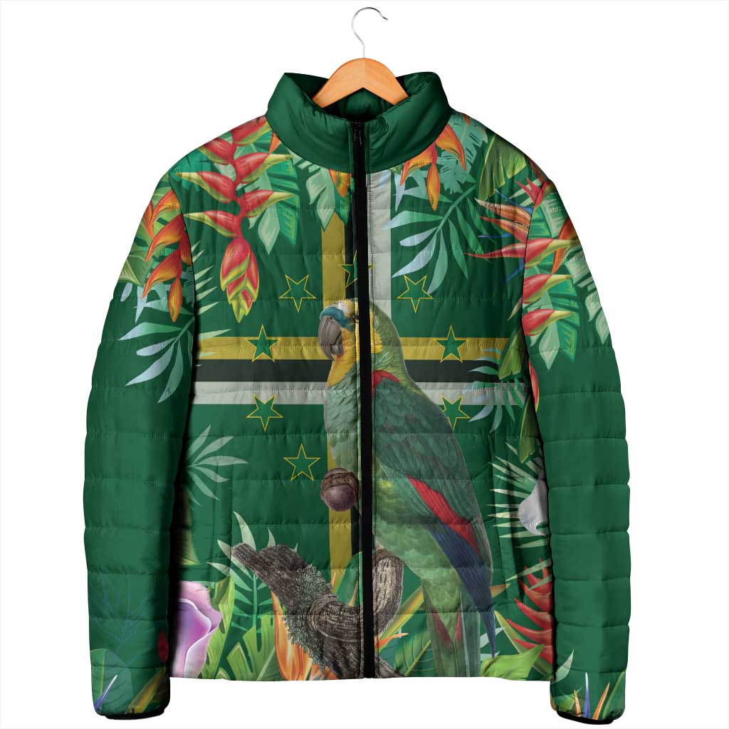 Dominica Sisserou Parrot Padded Jacket Tropical Flower Flag Style - Wonder Print Shop