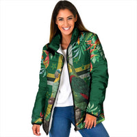 Dominica Sisserou Parrot Padded Jacket Tropical Flower Flag Style - Wonder Print Shop