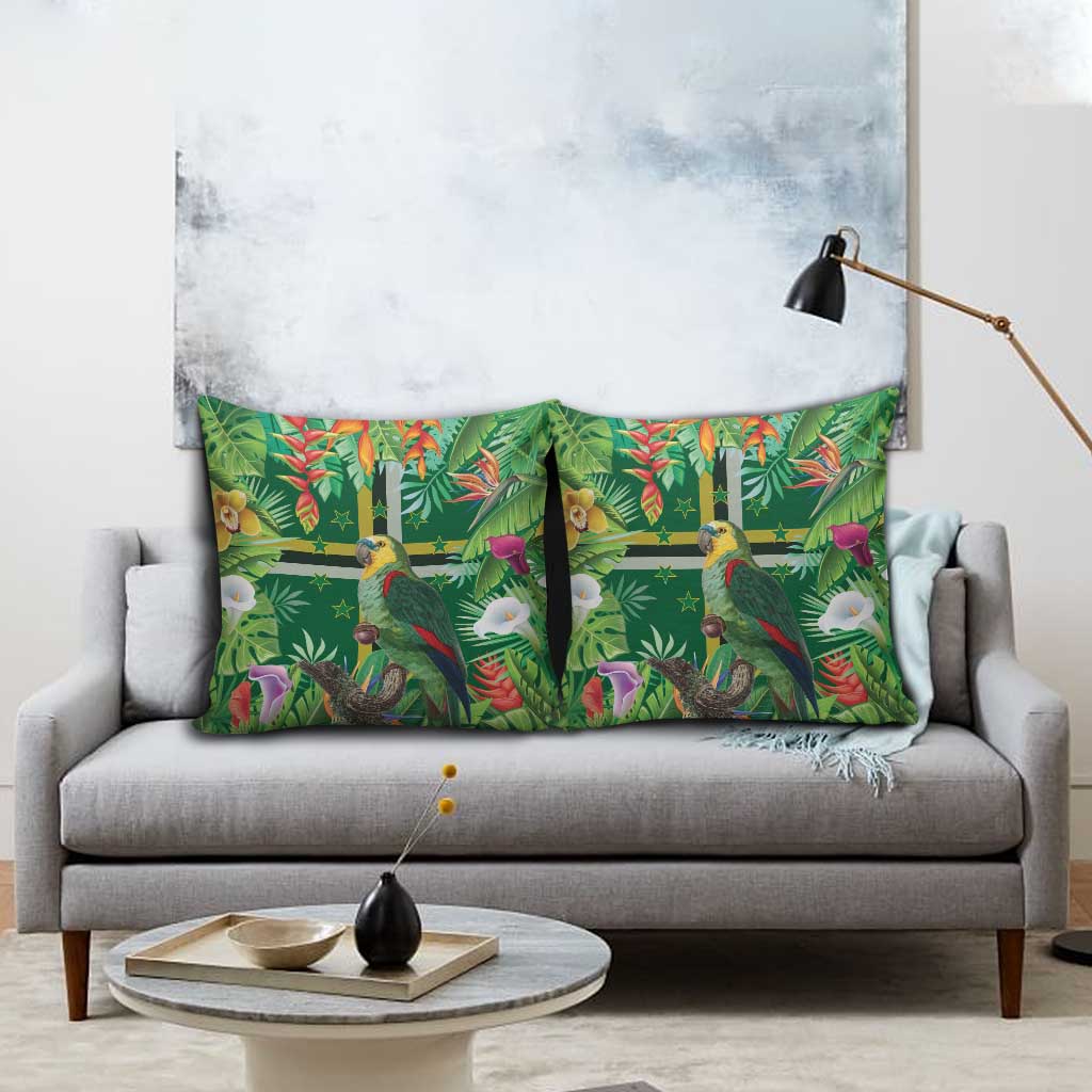 Dominica Sisserou Parrot Pillow Cover Tropical Flower Flag Style - Wonder Print Shop