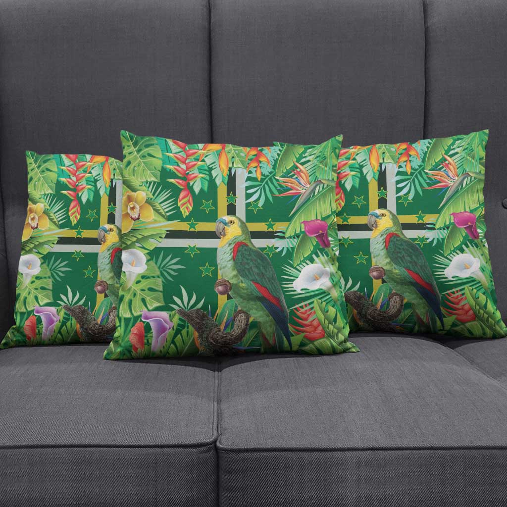 Dominica Sisserou Parrot Pillow Cover Tropical Flower Flag Style - Wonder Print Shop