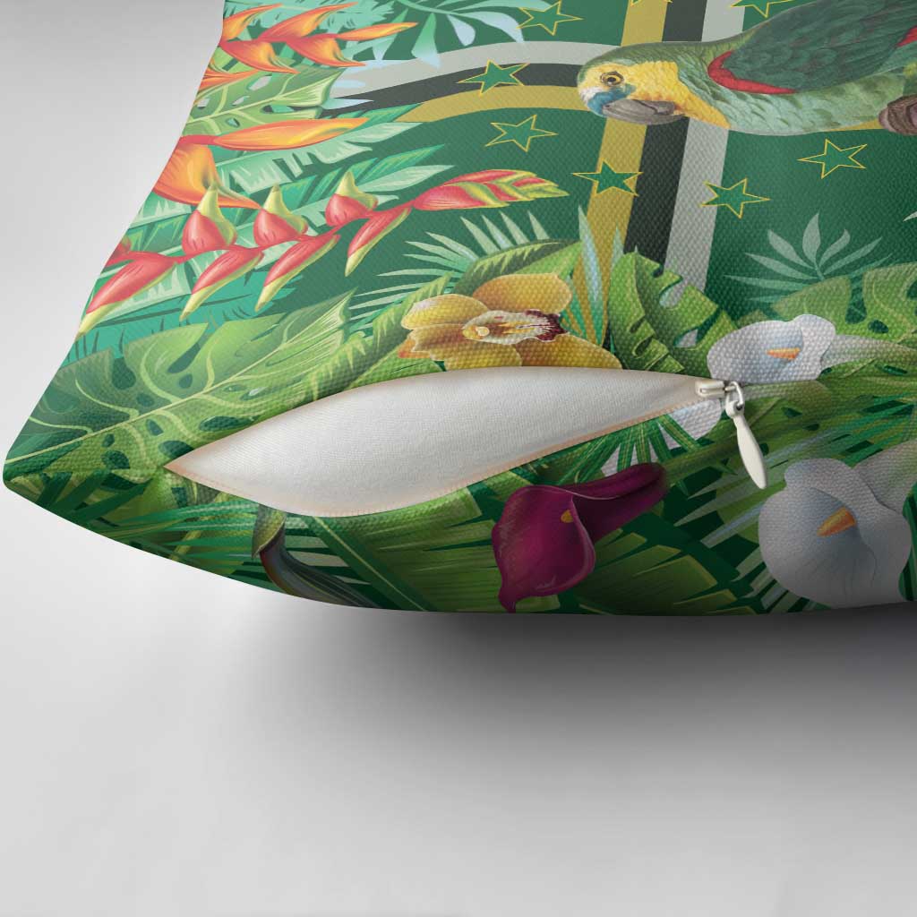 Dominica Sisserou Parrot Pillow Cover Tropical Flower Flag Style - Wonder Print Shop