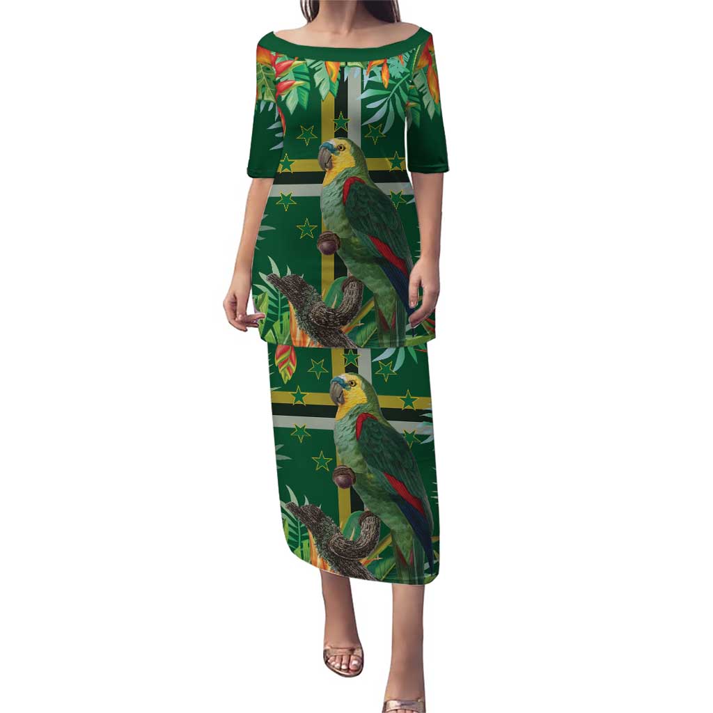 Dominica Sisserou Parrot Puletasi Tropical Flower Flag Style - Wonder Print Shop