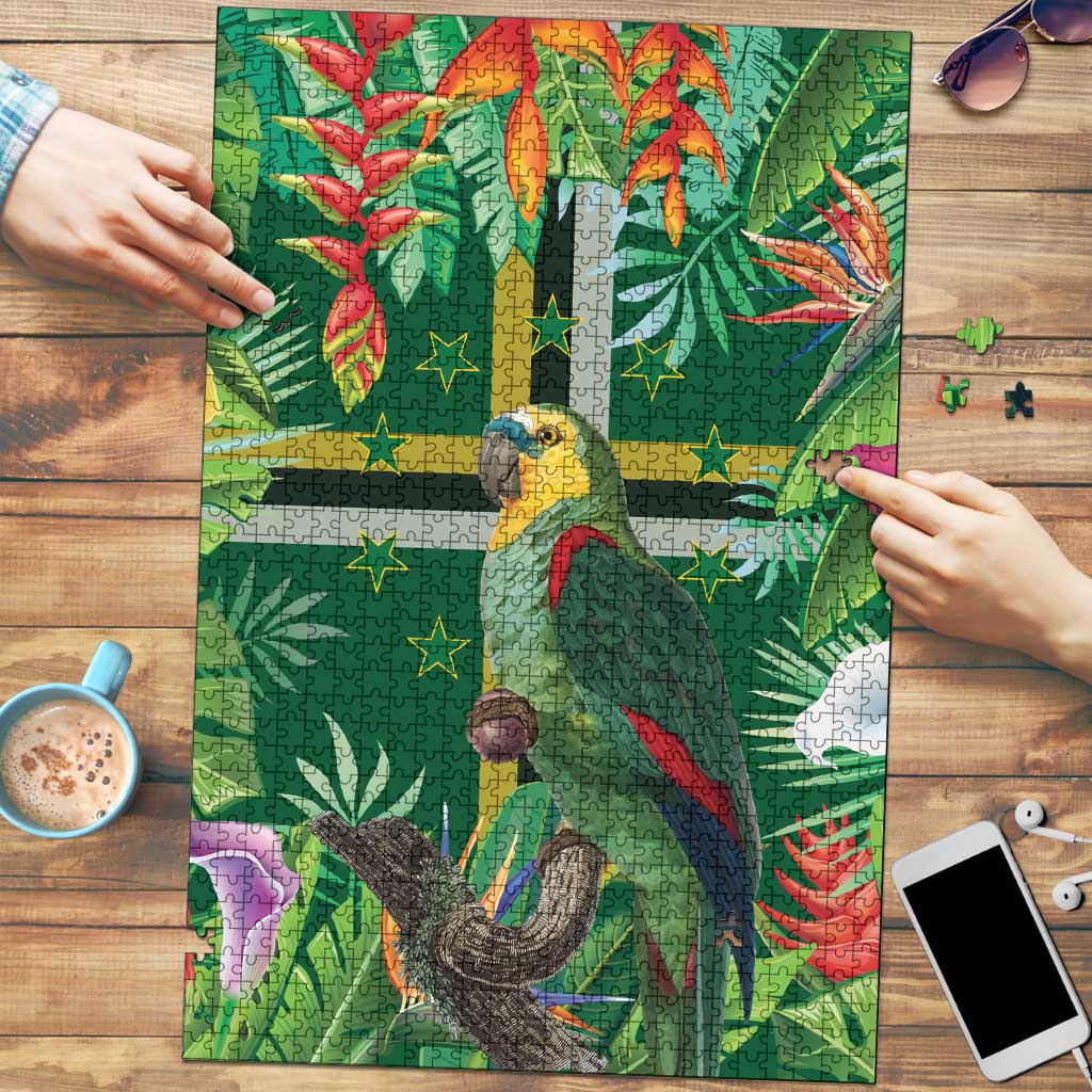 Dominica Sisserou Parrot Puzzle Tropical Flower Flag Style - Wonder Print Shop