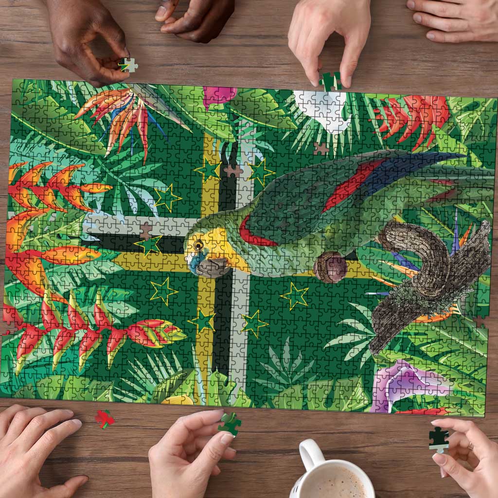 Dominica Sisserou Parrot Puzzle Tropical Flower Flag Style - Wonder Print Shop