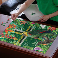 Dominica Sisserou Parrot Puzzle Tropical Flower Flag Style - Wonder Print Shop