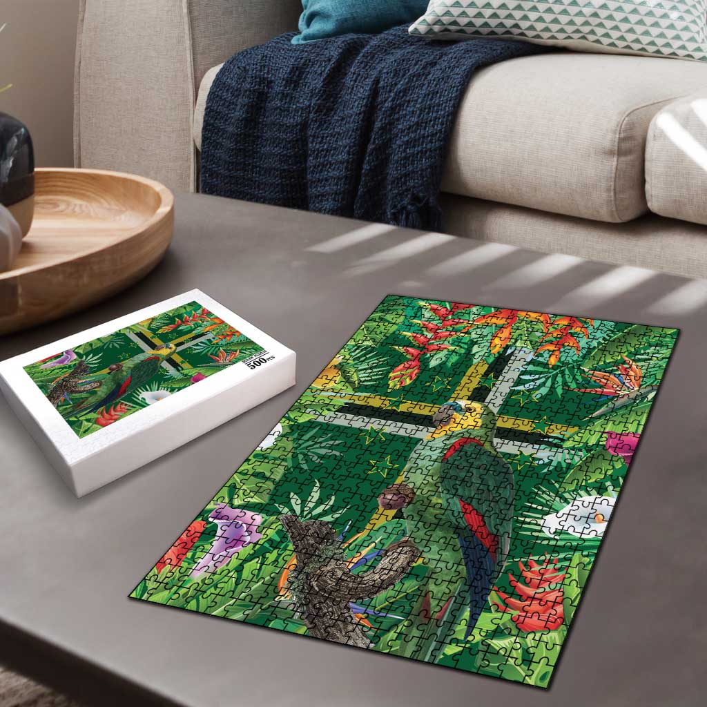 Dominica Sisserou Parrot Puzzle Tropical Flower Flag Style - Wonder Print Shop