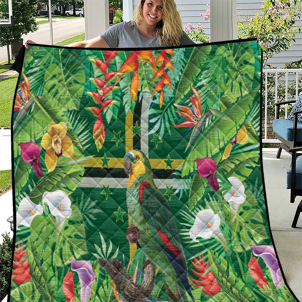 Dominica Sisserou Parrot Quilt Tropical Flower Flag Style - Wonder Print Shop