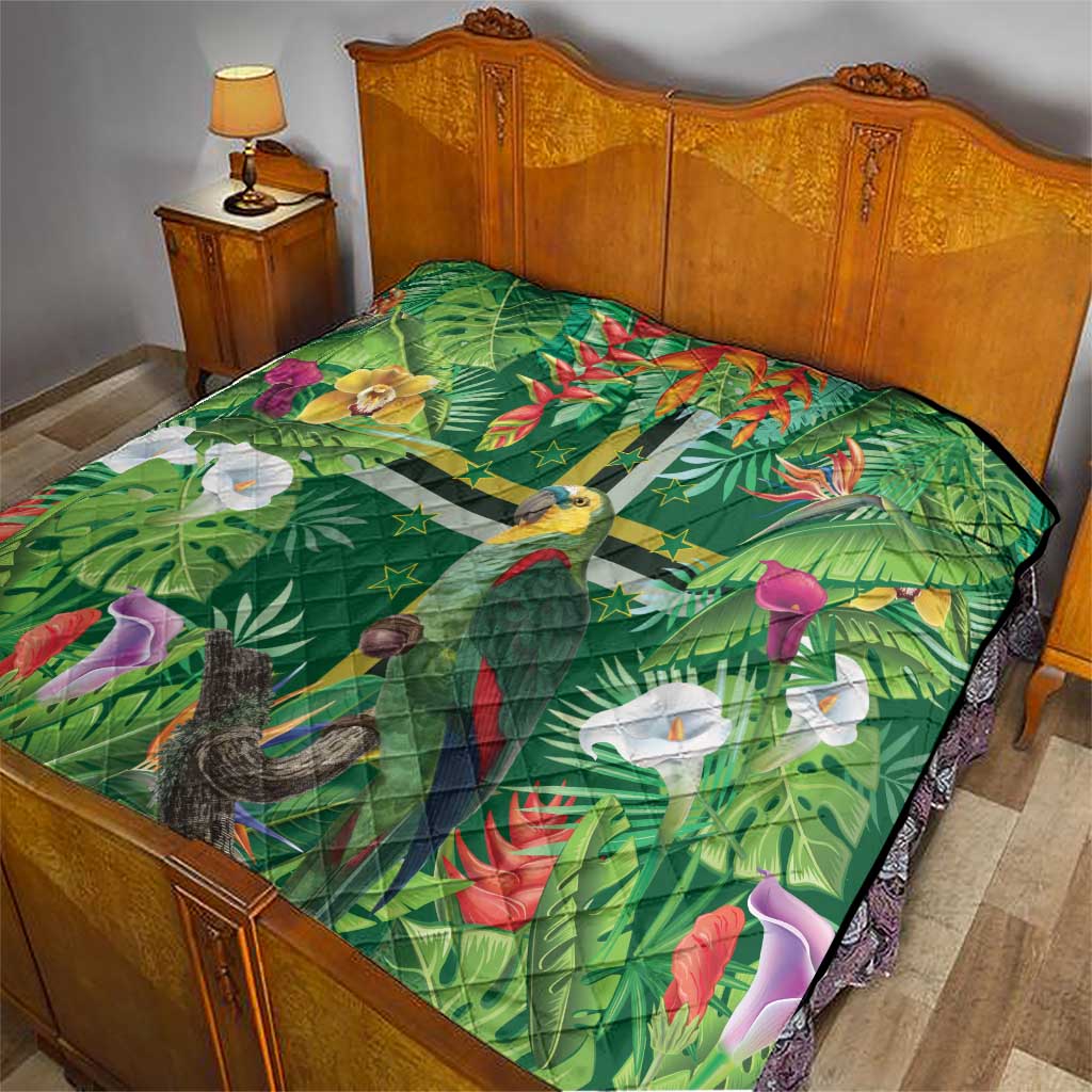 Dominica Sisserou Parrot Quilt Tropical Flower Flag Style - Wonder Print Shop
