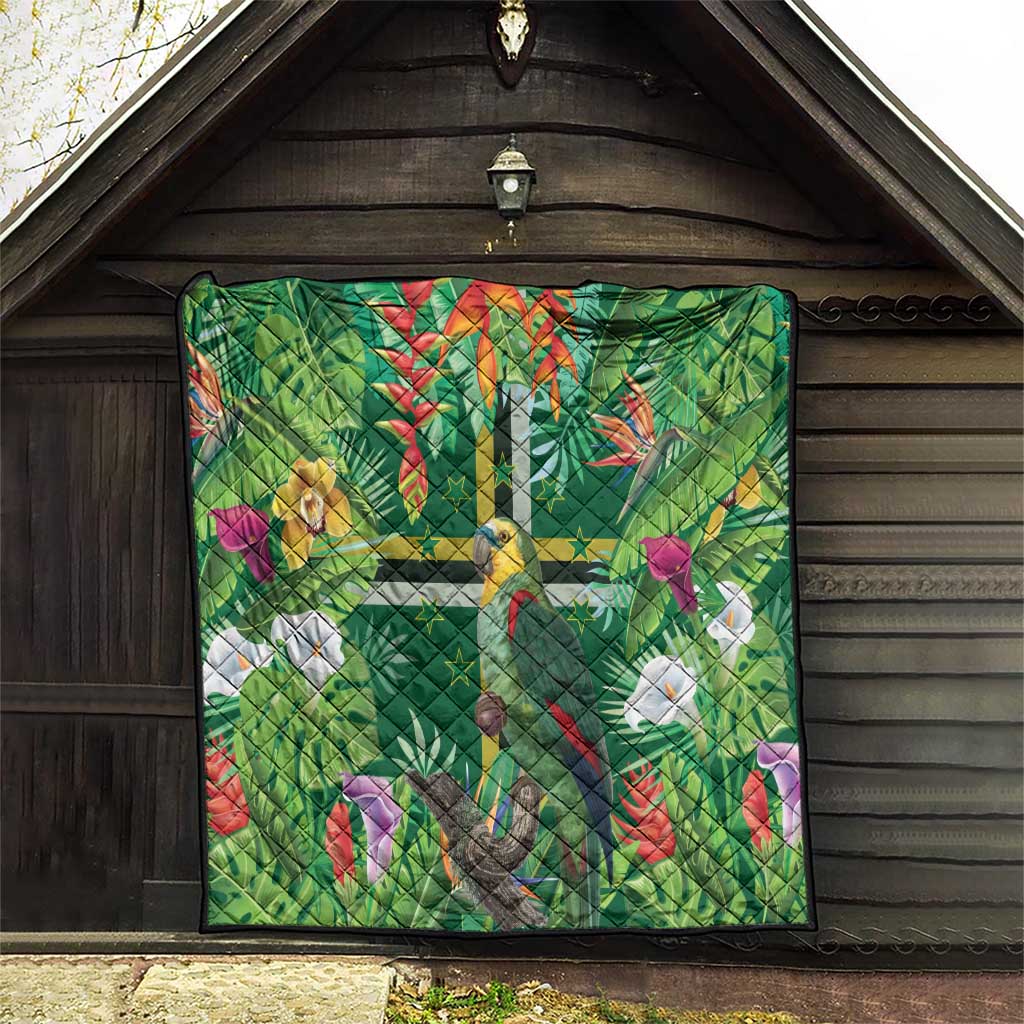 Dominica Sisserou Parrot Quilt Tropical Flower Flag Style - Wonder Print Shop