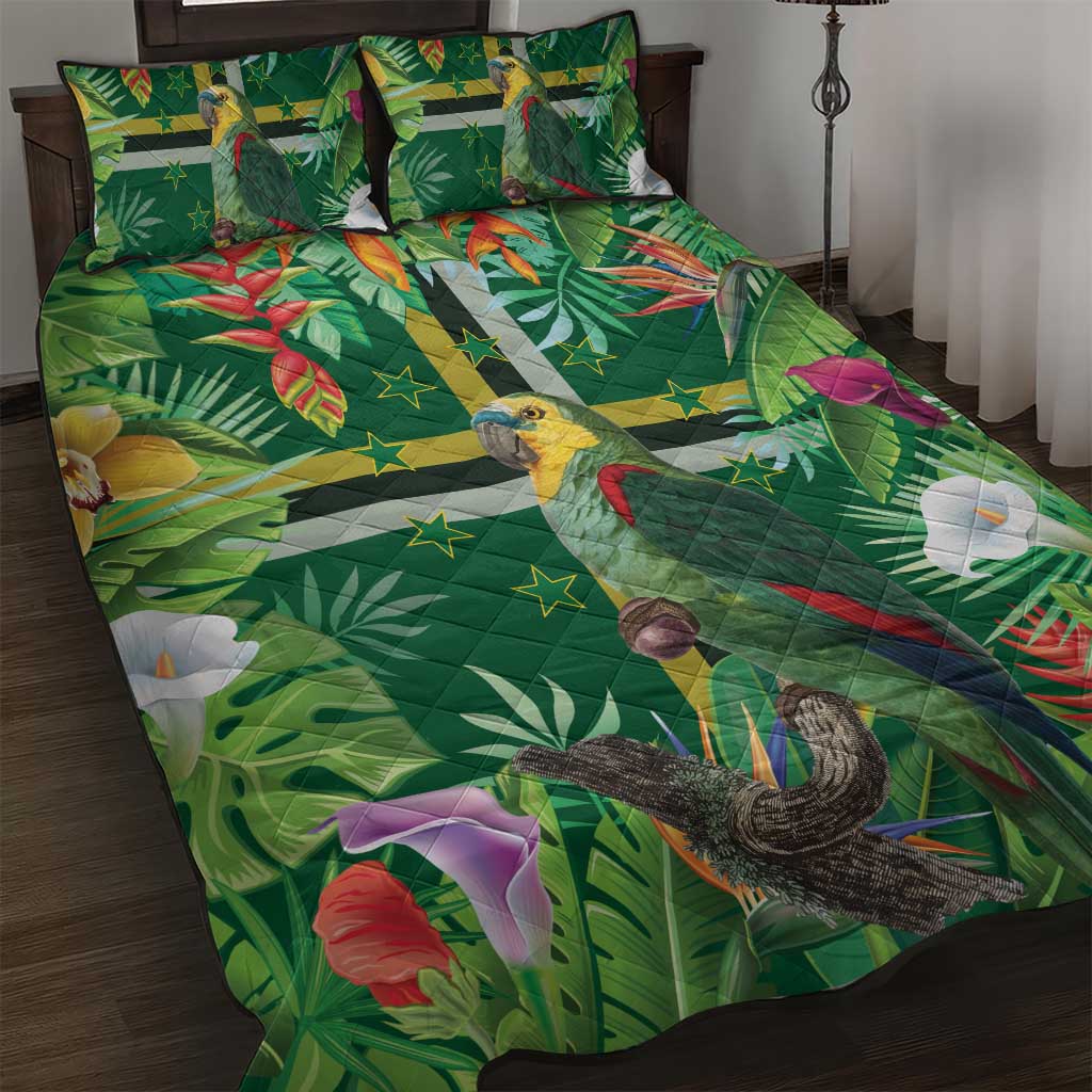 Dominica Sisserou Parrot Quilt Bed Set Tropical Flower Flag Style - Wonder Print Shop