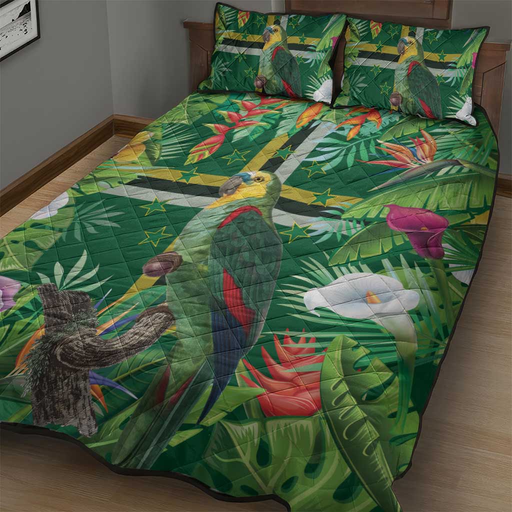 Dominica Sisserou Parrot Quilt Bed Set Tropical Flower Flag Style - Wonder Print Shop