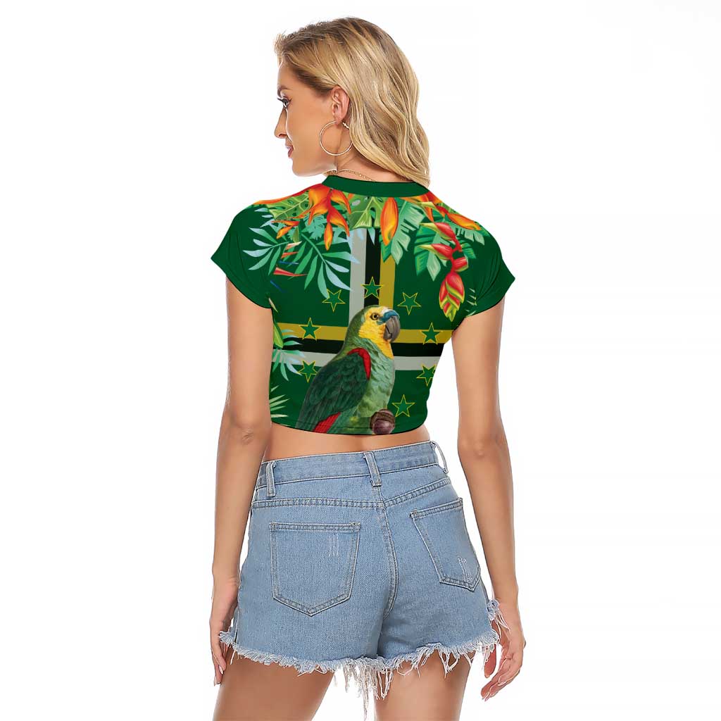 Dominica Sisserou Parrot Raglan Cropped T Shirt Tropical Flower Flag Style - Wonder Print Shop