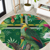Dominica Sisserou Parrot Round Carpet Tropical Flower Flag Style - Wonder Print Shop