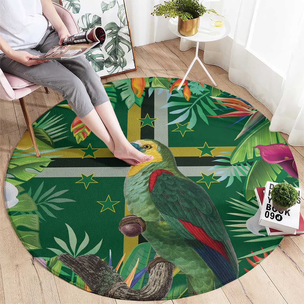 Dominica Sisserou Parrot Round Carpet Tropical Flower Flag Style - Wonder Print Shop