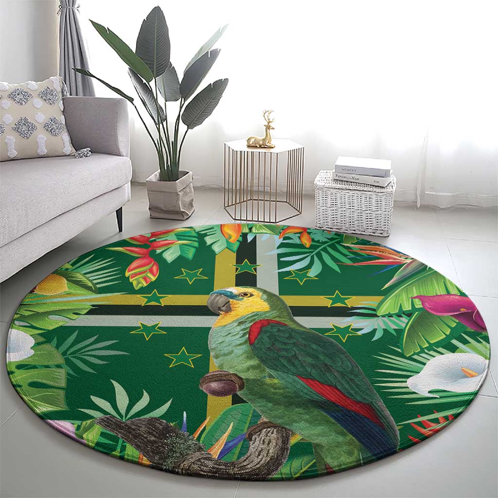 Dominica Sisserou Parrot Round Carpet Tropical Flower Flag Style - Wonder Print Shop