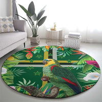 Dominica Sisserou Parrot Round Carpet Tropical Flower Flag Style - Wonder Print Shop