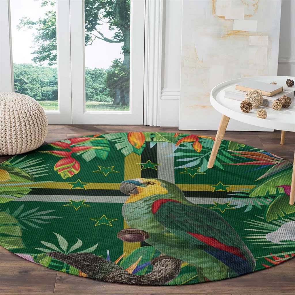 Dominica Sisserou Parrot Round Carpet Tropical Flower Flag Style - Wonder Print Shop
