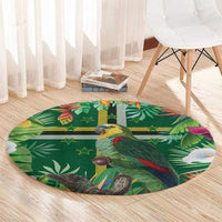 Dominica Sisserou Parrot Round Carpet Tropical Flower Flag Style - Wonder Print Shop