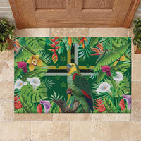 Dominica Sisserou Parrot Rubber Doormat Tropical Flower Flag Style - Wonder Print Shop