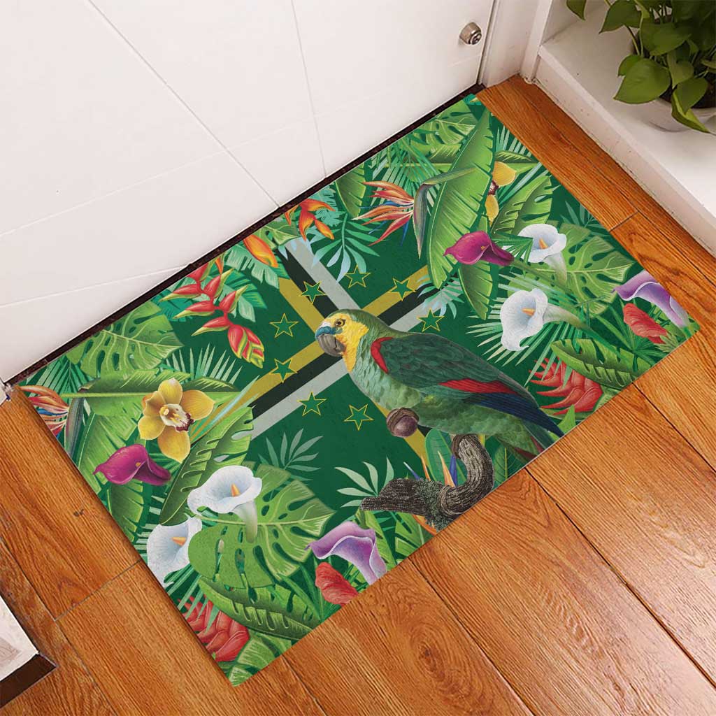 Dominica Sisserou Parrot Rubber Doormat Tropical Flower Flag Style - Wonder Print Shop
