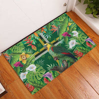 Dominica Sisserou Parrot Rubber Doormat Tropical Flower Flag Style - Wonder Print Shop