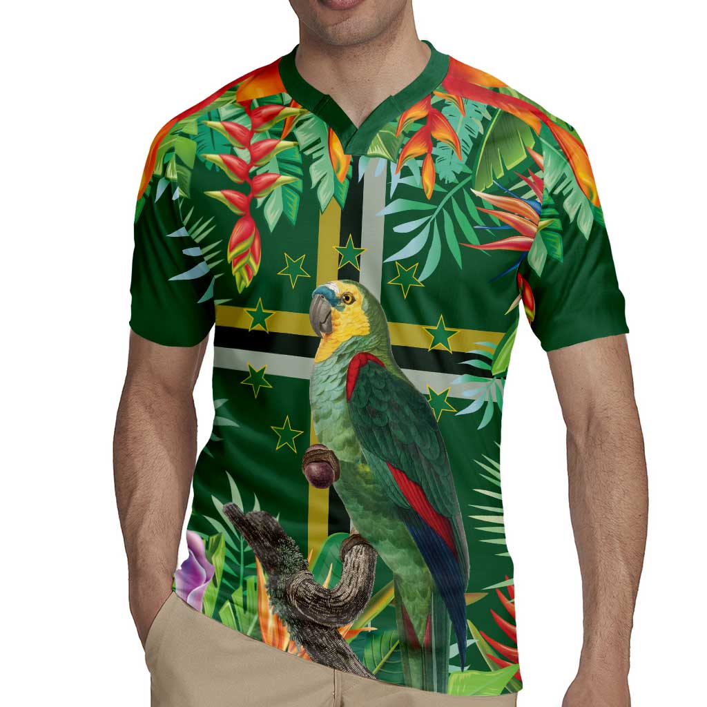 Dominica Sisserou Parrot Rugby Jersey Tropical Flower Flag Style - Wonder Print Shop