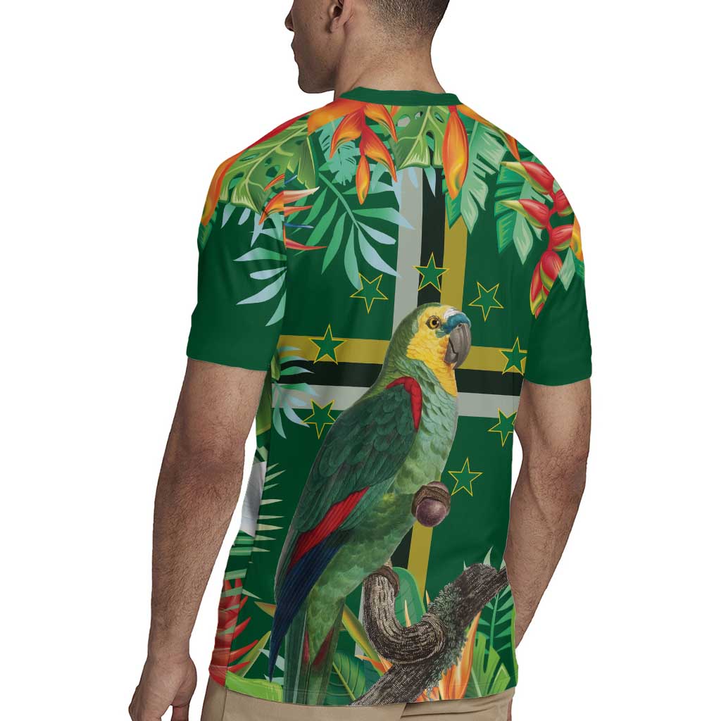 Dominica Sisserou Parrot Rugby Jersey Tropical Flower Flag Style - Wonder Print Shop