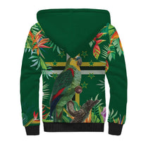 Dominica Sisserou Parrot Sherpa Hoodie Tropical Flower Flag Style - Wonder Print Shop