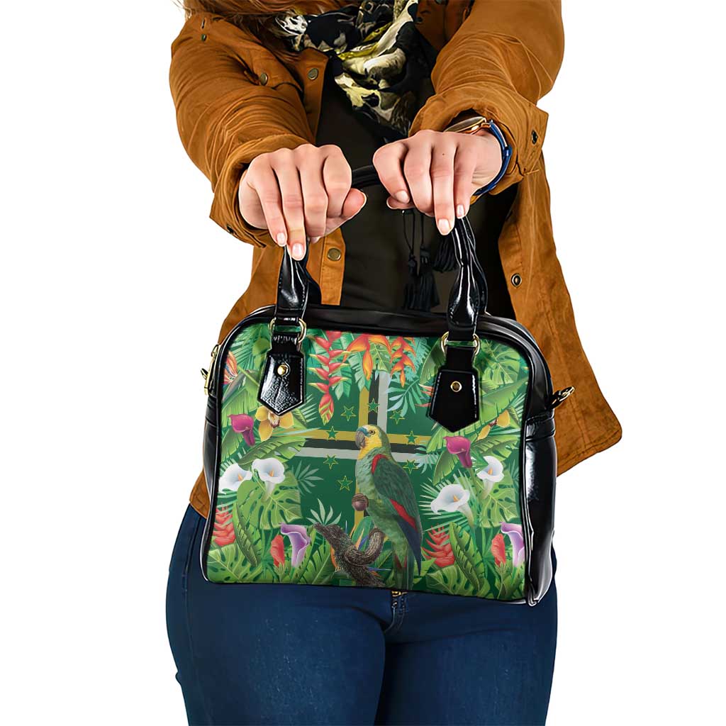 Dominica Sisserou Parrot Shoulder Handbag Tropical Flower Flag Style - Wonder Print Shop