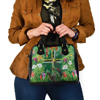 Dominica Sisserou Parrot Shoulder Handbag Tropical Flower Flag Style - Wonder Print Shop