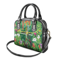 Dominica Sisserou Parrot Shoulder Handbag Tropical Flower Flag Style - Wonder Print Shop