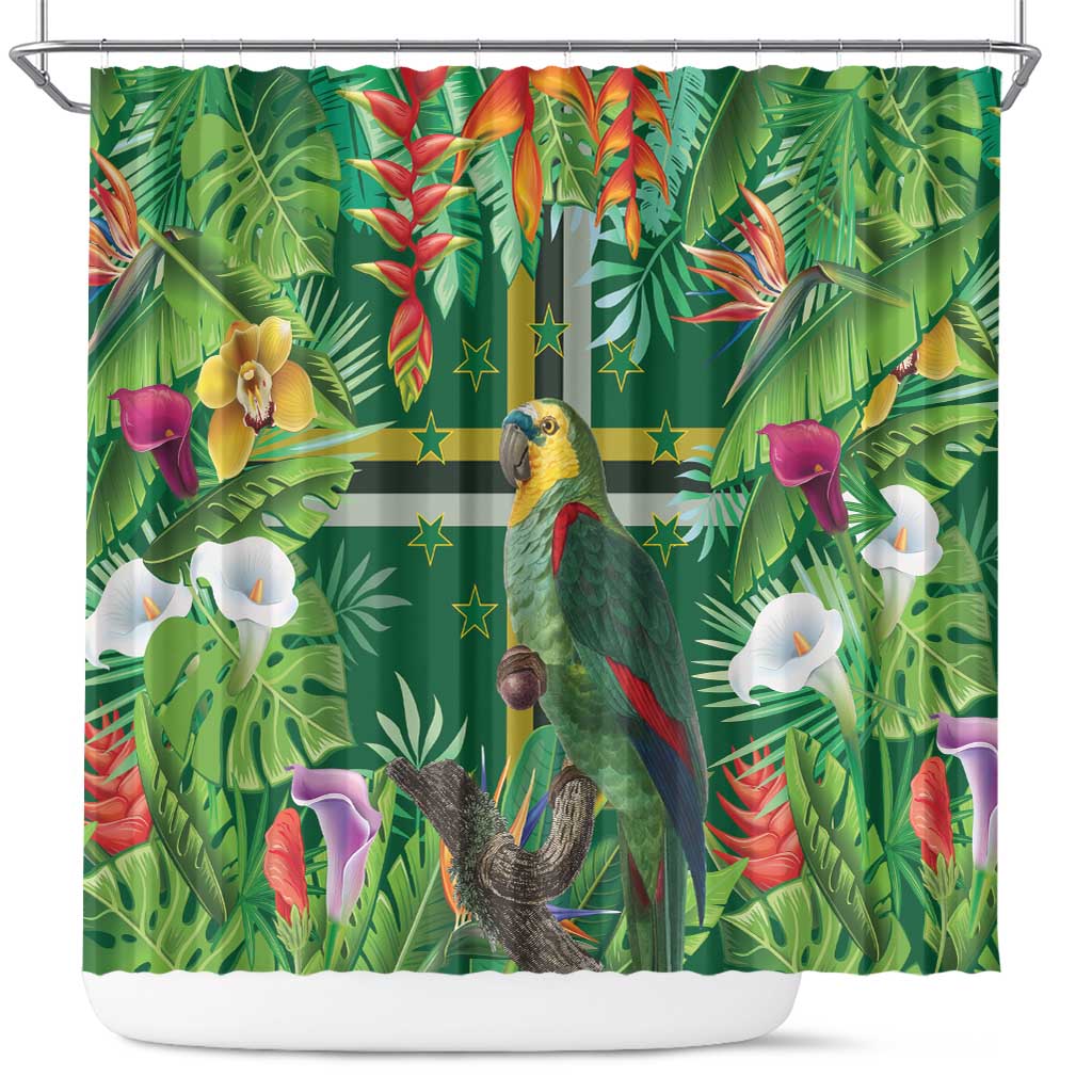 Dominica Sisserou Parrot Shower Curtain Tropical Flower Flag Style - Wonder Print Shop