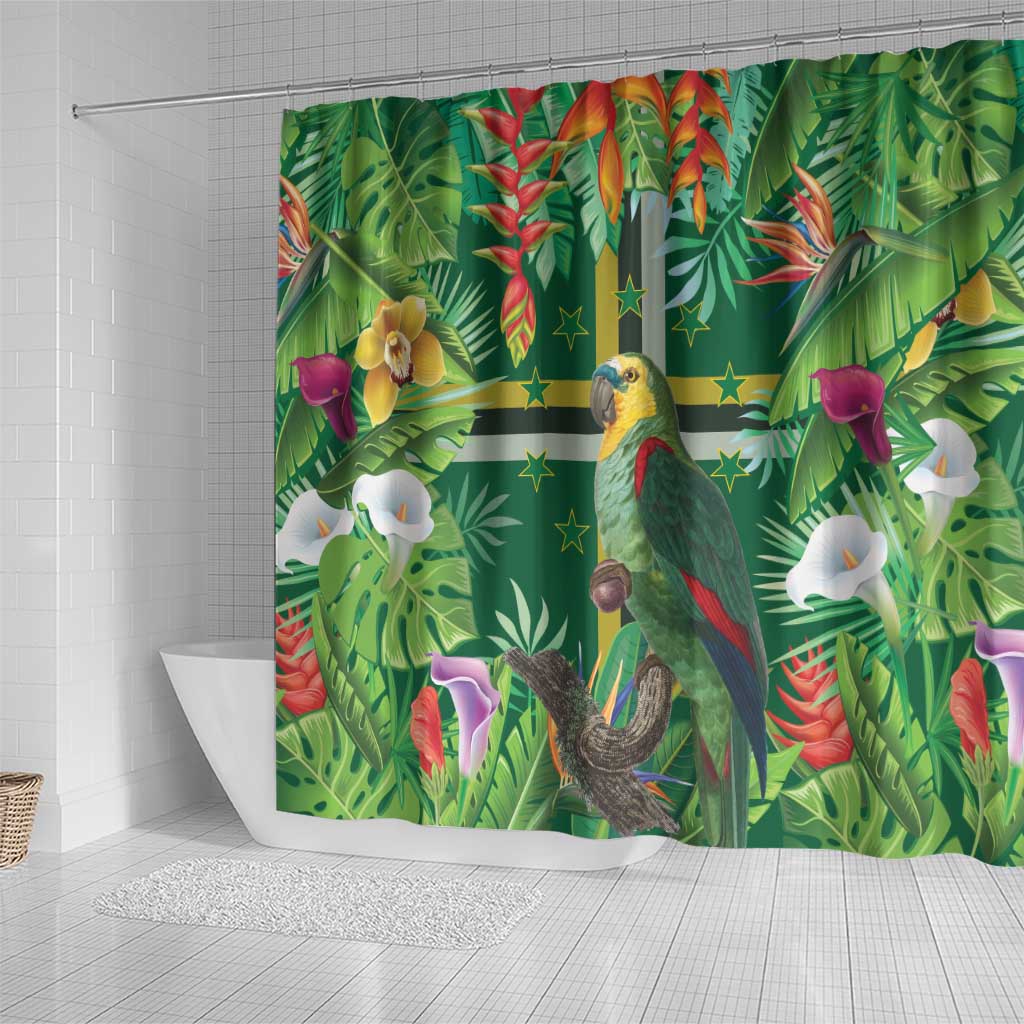 Dominica Sisserou Parrot Shower Curtain Tropical Flower Flag Style - Wonder Print Shop