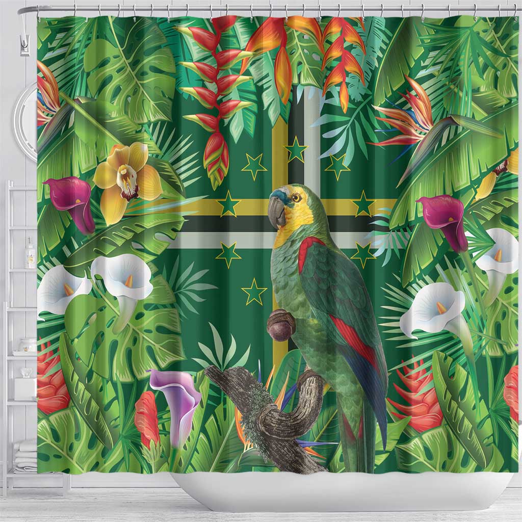 Dominica Sisserou Parrot Shower Curtain Tropical Flower Flag Style - Wonder Print Shop