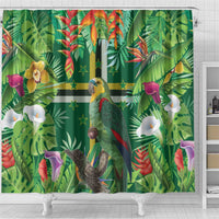 Dominica Sisserou Parrot Shower Curtain Tropical Flower Flag Style - Wonder Print Shop