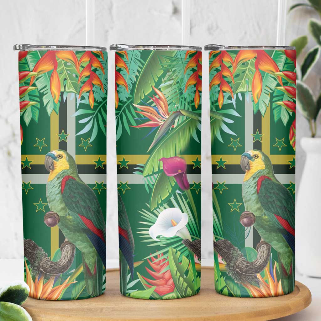 Dominica Sisserou Parrot Skinny Tumbler Tropical Flower Flag Style - Wonder Print Shop