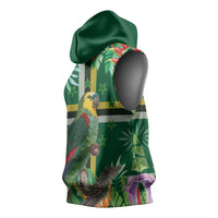 Dominica Sisserou Parrot Sleeveless Hoodie Tropical Flower Flag Style - Wonder Print Shop