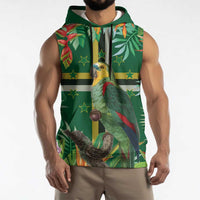 Dominica Sisserou Parrot Sleeveless Hoodie Tropical Flower Flag Style - Wonder Print Shop